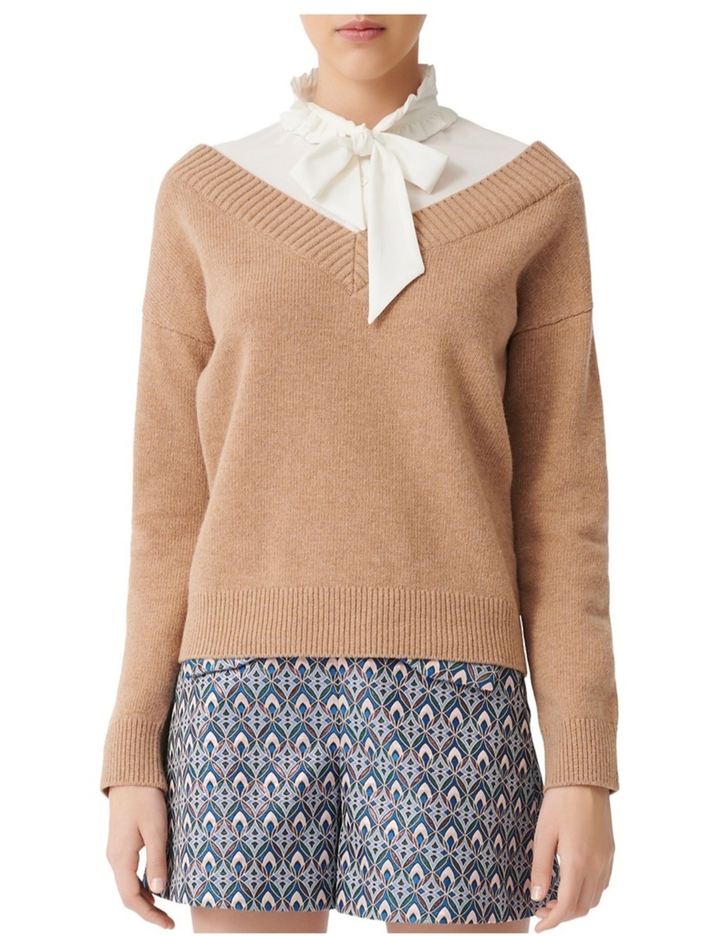 Maje Mirelle Wool Layered Sweater Size 2